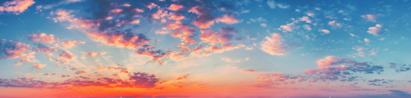 Panorama Sunset Sunrise Sky Background. Natural Bright Dramatic - Stock Photo - Images
