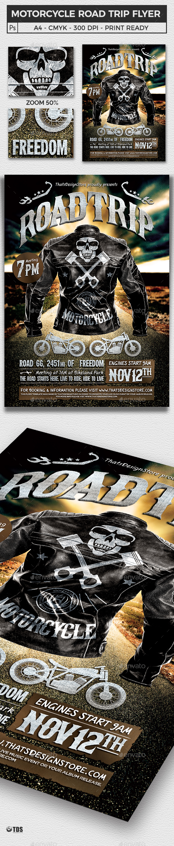 Motorcycle Road Trip Flyer Template V1 - Miscellaneous Events