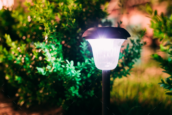 Close View Of Limelighted Energy-Saving Solar Powered Lantern Gl - Stock Photo - Images