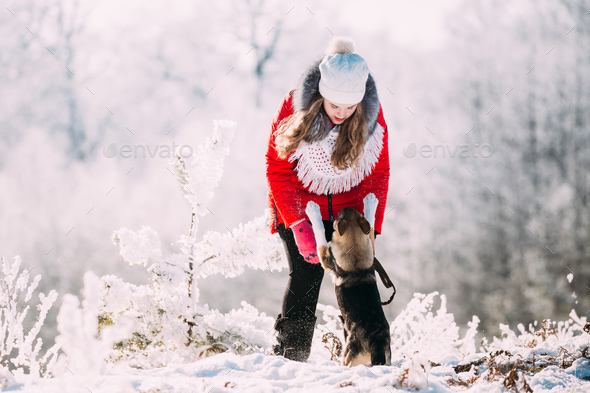 Young Beautiful Pretty Caucasian Girl Woman Dressed In Red Jacke - Stock Photo - Images