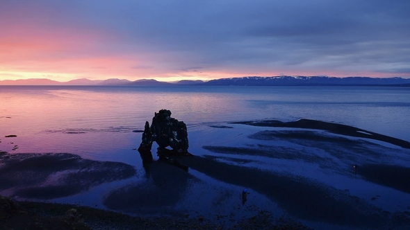 Hvitserkur Is a Spectacular Rock in the Sea on the Northern Coast of Iceland. On This Photo alt