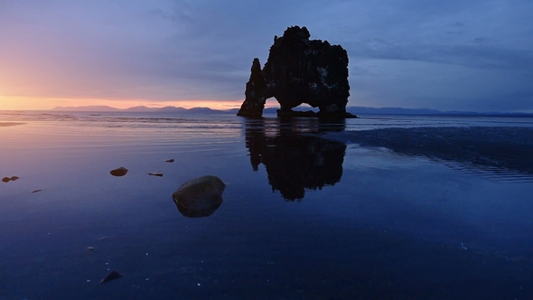 Hvitserkur Is a Spectacular Rock in the Sea on the Northern Coast of Iceland. On This Photo
