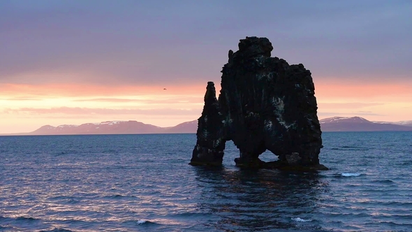 Hvitserkur Is a Spectacular Rock in the Sea on the Northern Coast of Iceland. On This Photo alt