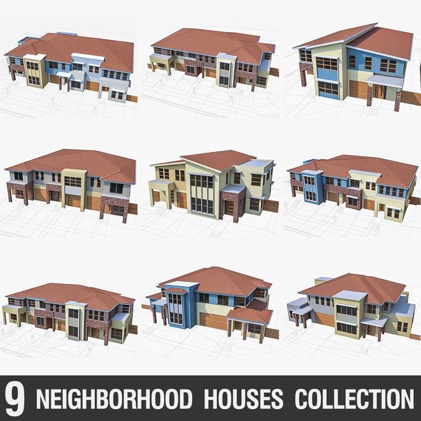 Neighborhood Townhouses Collection - 3Docean 21989699