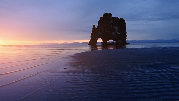 Hvitserkur Is a Spectacular Rock in the Sea on the Northern Coast of Iceland. On This Photo
