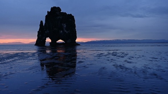 Hvitserkur Is a Spectacular Rock in the Sea on the Northern Coast of Iceland. On This Photo alt