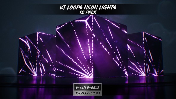 VJ Loops Neon Cubes Lights - 12 Pack