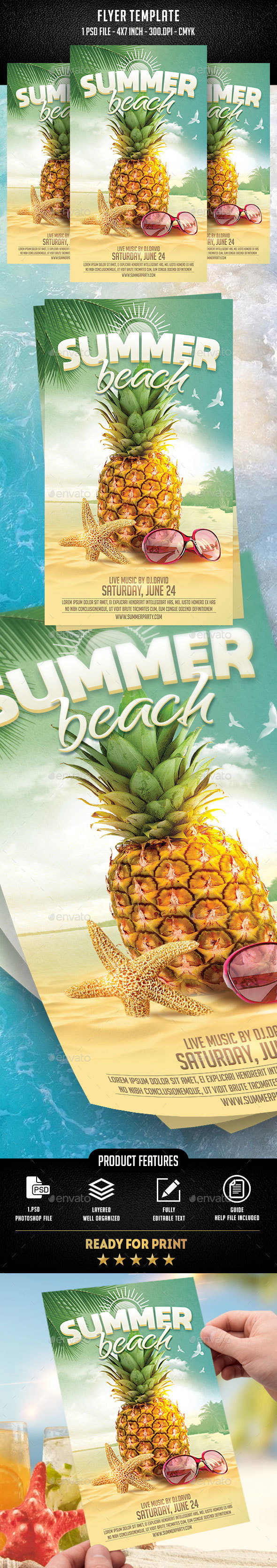 Summer Beach Flyer Template - Flyers Print Templates