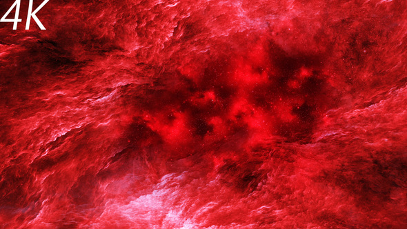 Travel Through Abstract Colorful Red Space Nebula