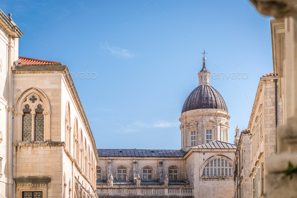 Church tower dome in Dubrovnik Old Town - Stock Photo - Images
