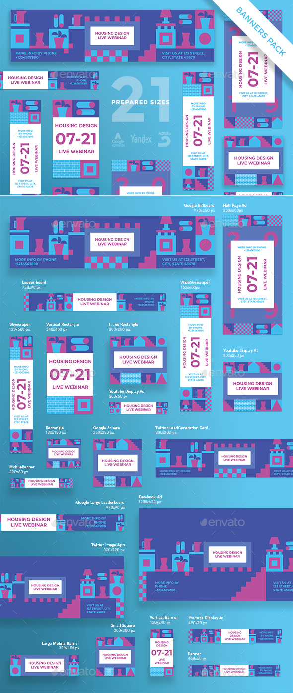 Housing Design Webinar Banner Pack - Banners & Ads Web Elements