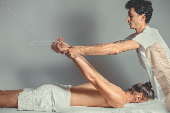 Massage stretching therapy. - Stock Photo - Images