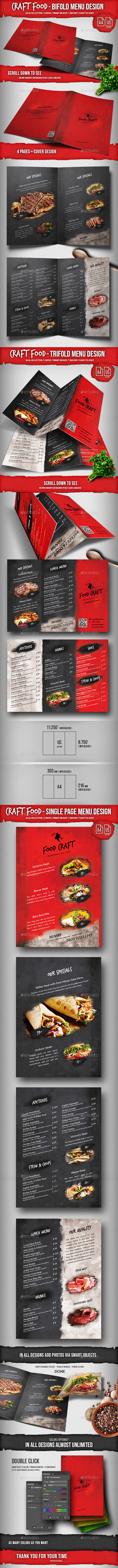 Craft Food Menu Mega Bundle - A4 & US Letter - Food Menus Print Templates