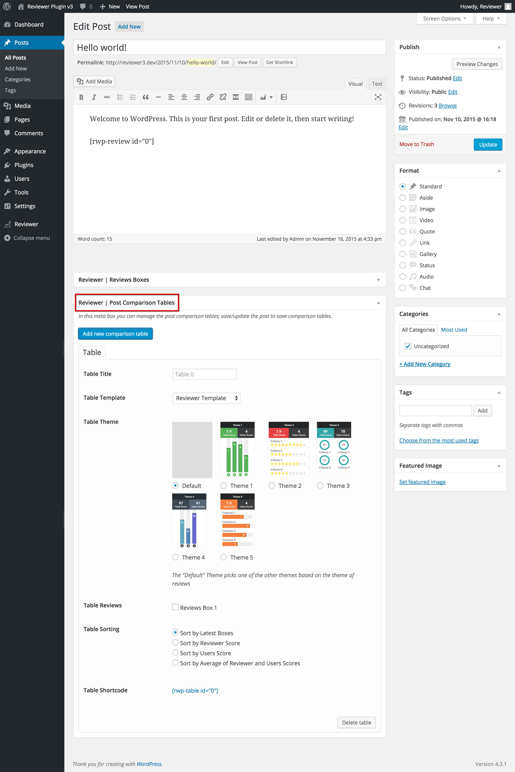 review page template