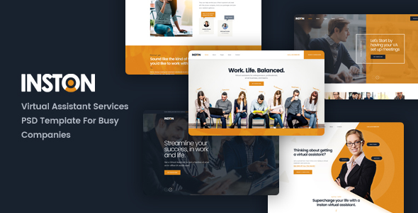 Inston - Virtual Assistant Services PSD Template - Business Corporate