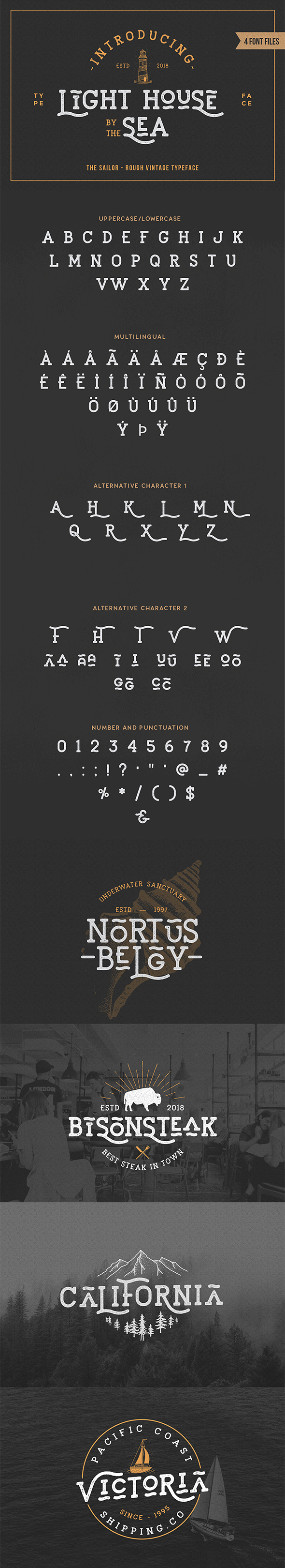 Lighthouse - Sailor Vintage Textured Font - Sans-Serif Fonts