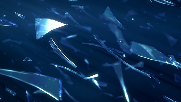 Shards Of Glass Moving On Blue Background by kastomazer | VideoHive