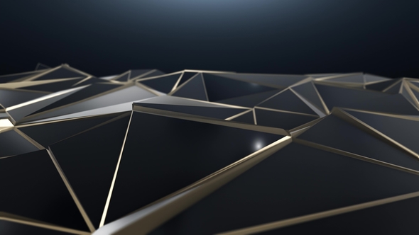 Black and Gold Abstract Low Poly Triangle Background alt