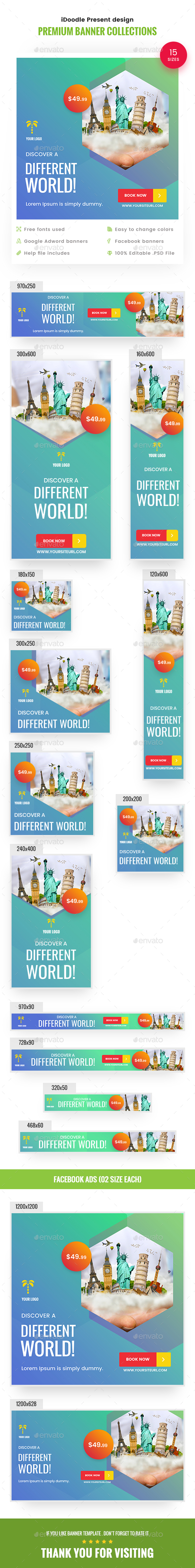 Travel Banners Ads - Banners & Ads Web Elements