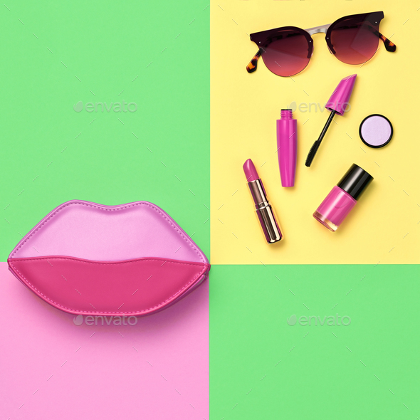 Cosmetic Minimal Makeup Set. Beauty Essentials. Stock Photo by 918Evgenij