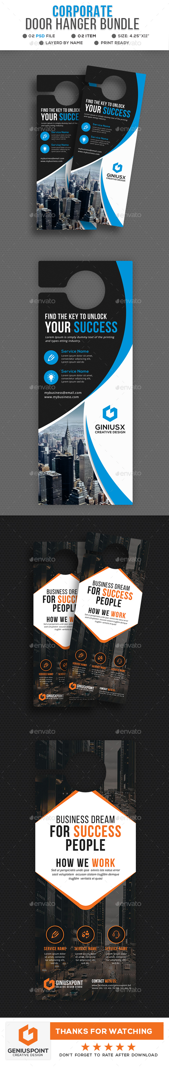 Corporate Door Hanger Bundle - Miscellaneous Print Templates