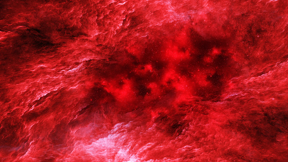Flying Through Abstract Colorful Red Space Nebula