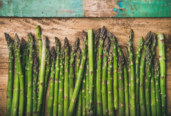 Raw uncooked green asparagus - Stock Photo - Images
