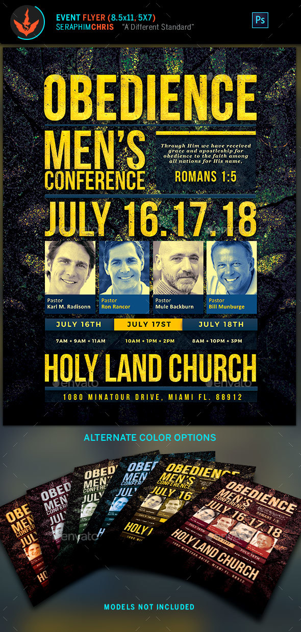 Obedience Men's Conference Church Flyer Template - Church Flyers
