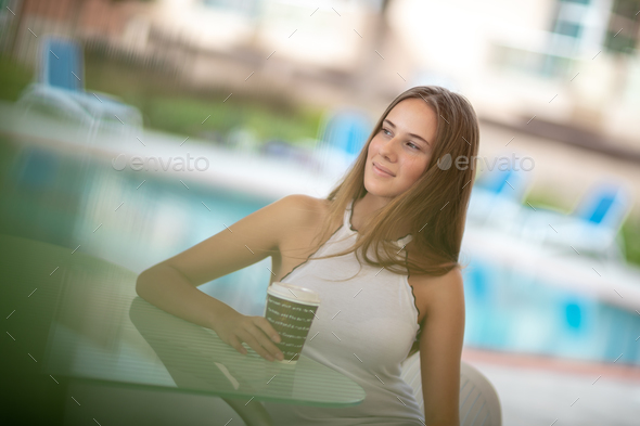 Pretty woman with morning coffee - Stock Photo - Images