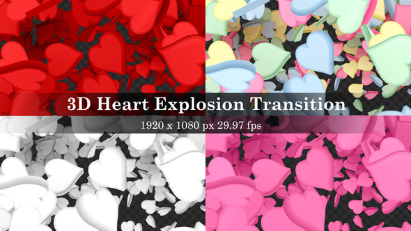 3D Heart Explosion Transition