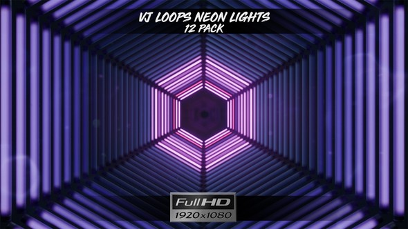 VJ Loops Neon Hexagon Lights - 12 Pack