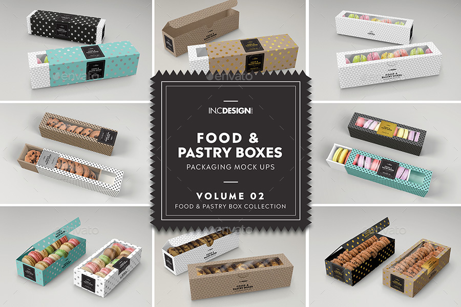 Download Food Pastry Boxes Mockup Bundle: Take out Packaging ...