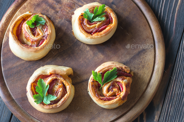 Pizza rolls on the wooden board Stock Photo by Alex9500 | PhotoDune