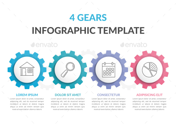Infographic Template with 4 Gears - Infographics