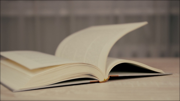 Wind Browse Pages of Old Book. Live Book. Old Educational Historic Book with Falling Paper Pages in alt