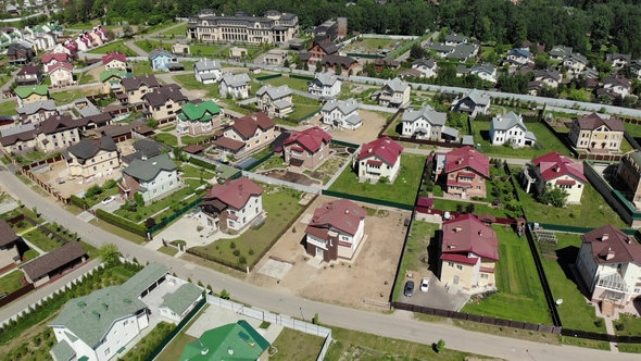 View From Above on Modern Cottage Village Near Moscow, Russia