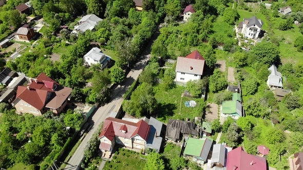 Top View of Rural Houses in Moscow Region, Russia