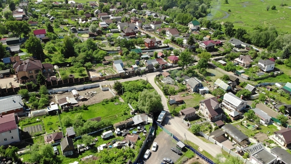 Top View of Rural Houses in Moscow Region, Russia