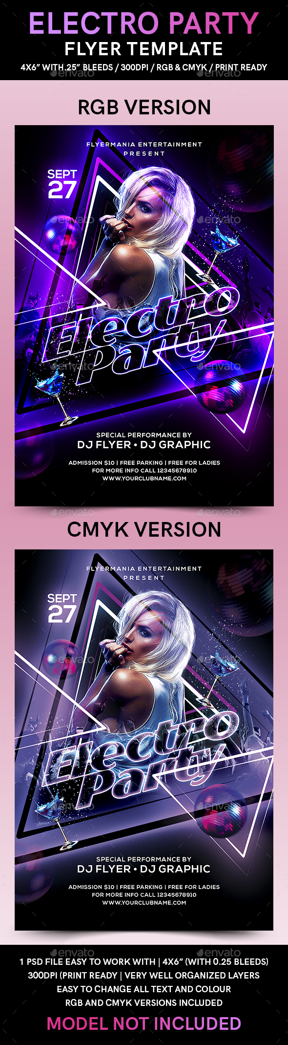 Electro Party Flyer Template - Flyers Print Templates