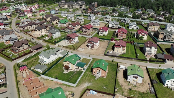 Top View of Modern Cottage Village Near Moscow, Russia