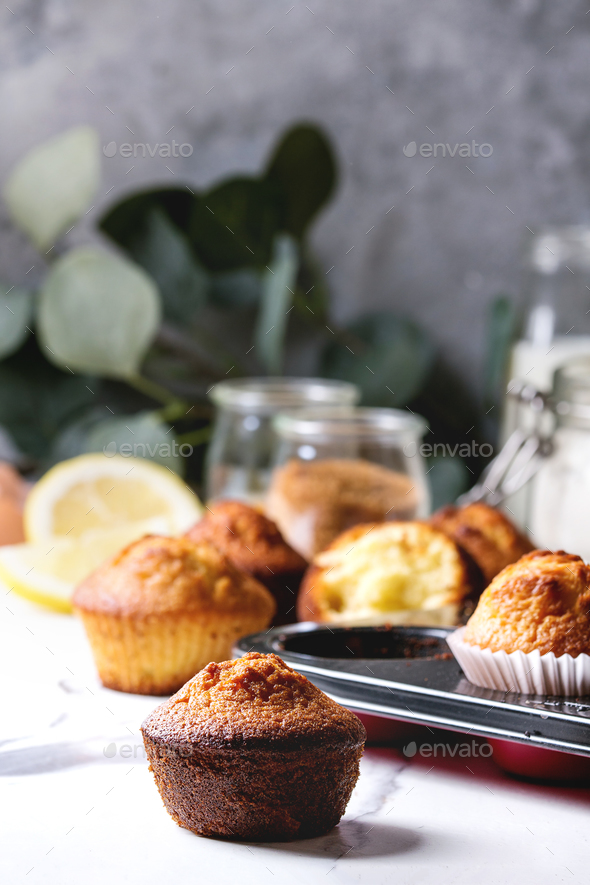 Homemade lemon muffins - Stock Photo - Images
