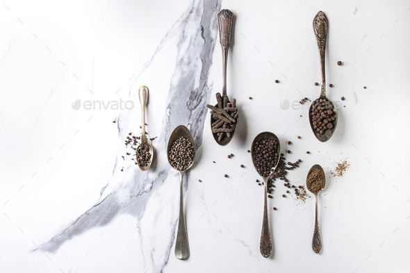 Variety of black peppers - Stock Photo - Images