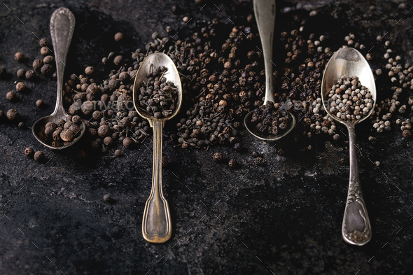 Variety of black peppers - Stock Photo - Images