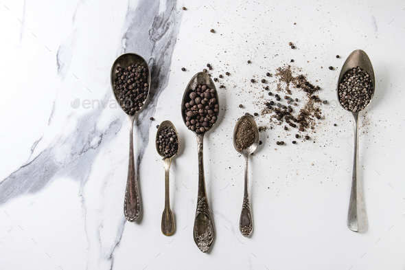 Variety of black peppers - Stock Photo - Images