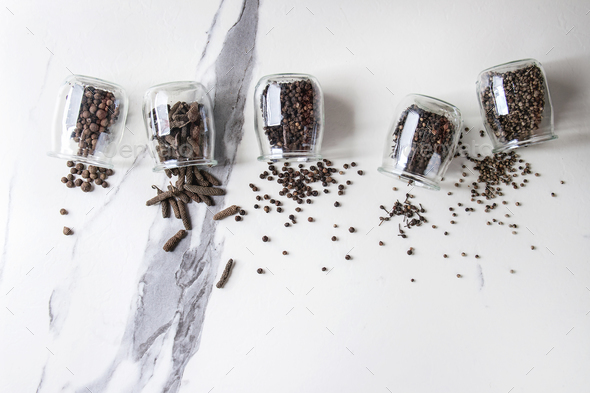 Variety of black peppers - Stock Photo - Images