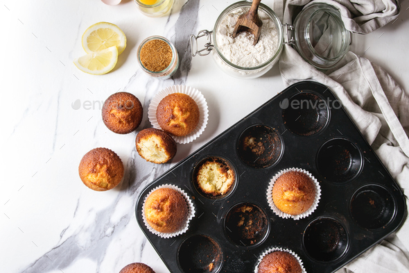 Homemade lemon muffins - Stock Photo - Images
