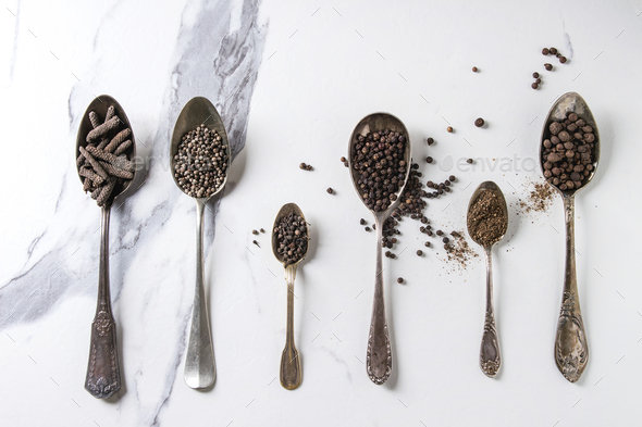 Variety of black peppers - Stock Photo - Images