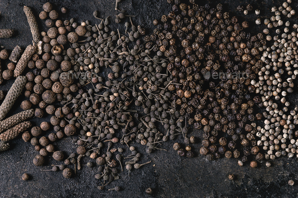 Variety of black peppers - Stock Photo - Images