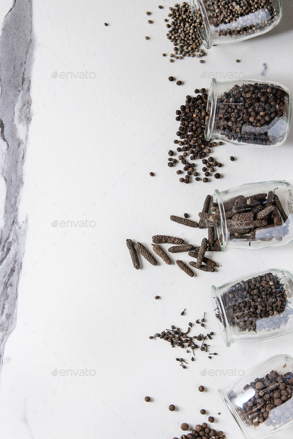 Variety of black peppers - Stock Photo - Images