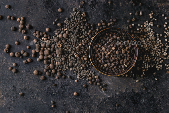 Variety of black peppers - Stock Photo - Images